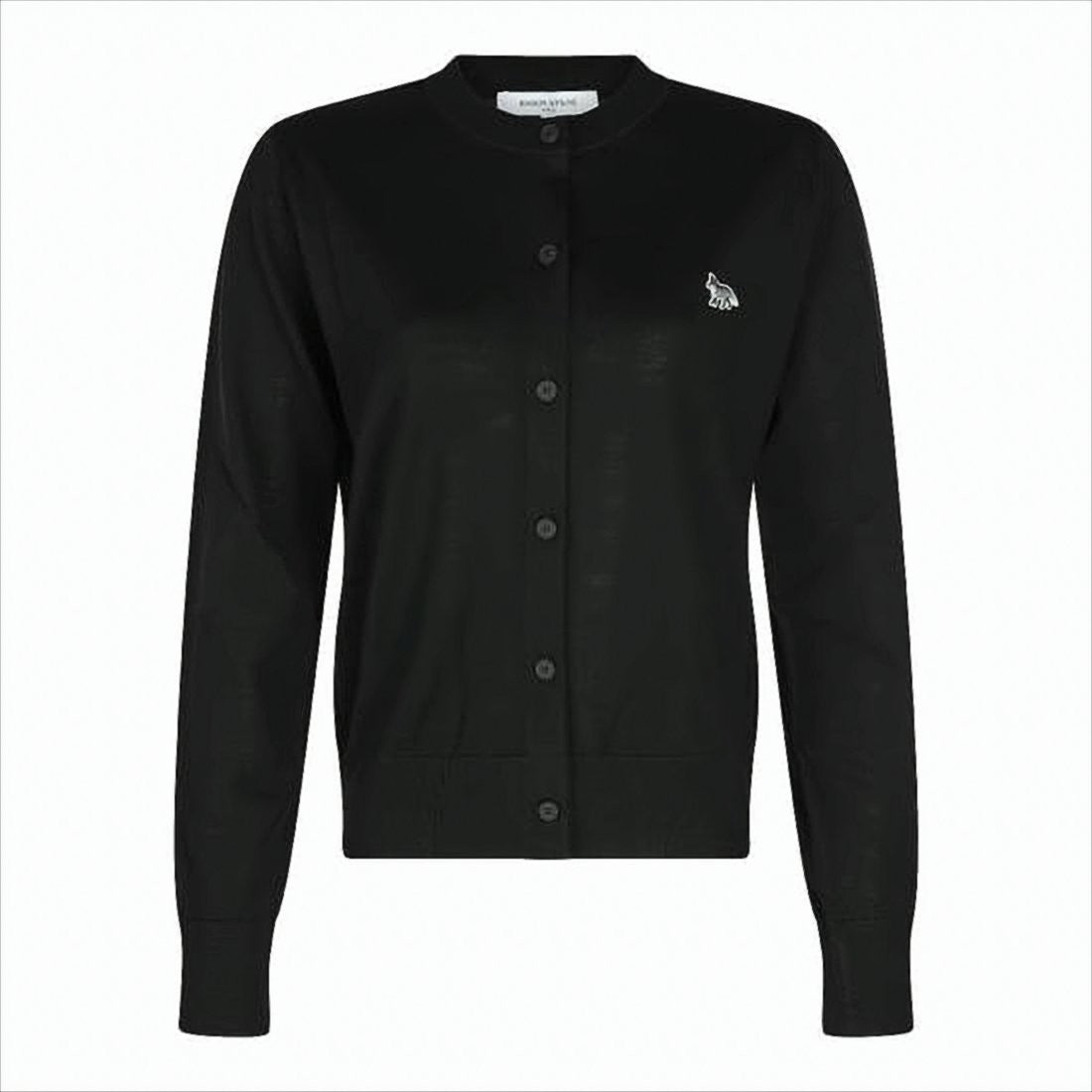 Maison Kitsuné Classic Wool Cardigan With Round Neckline And Embroidered Detail