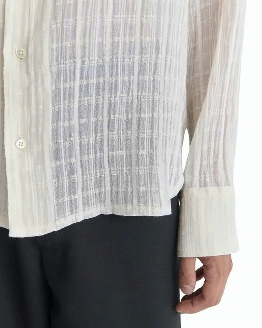 Séfr Long-Sleeve Checkered Texture Shirt