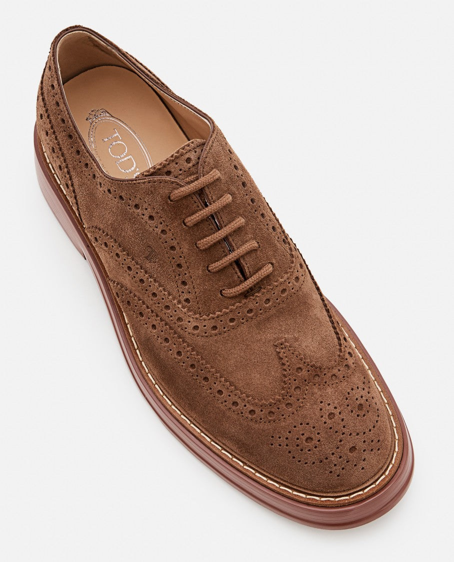Tod's Beige Suede Lace-Up Shoes