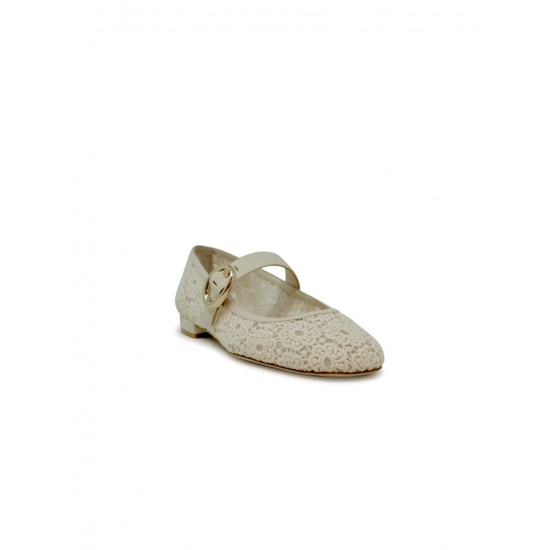 Stuart Weitzman Ivory Lace Arabella Mary Jane Shoes