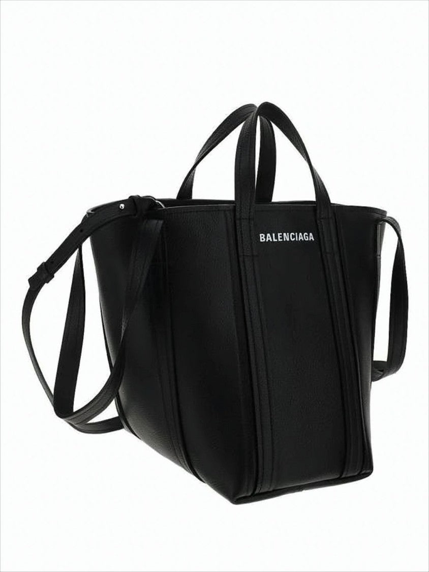 Balenciaga Trapezoidal Black Calf Leather Tote Bag With Dual Handles