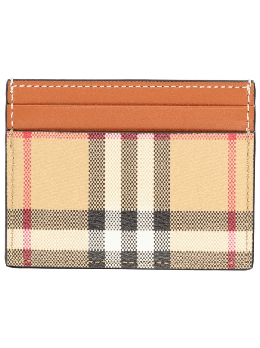 Burberry Check Polyurethane Leather Trim Card Holder