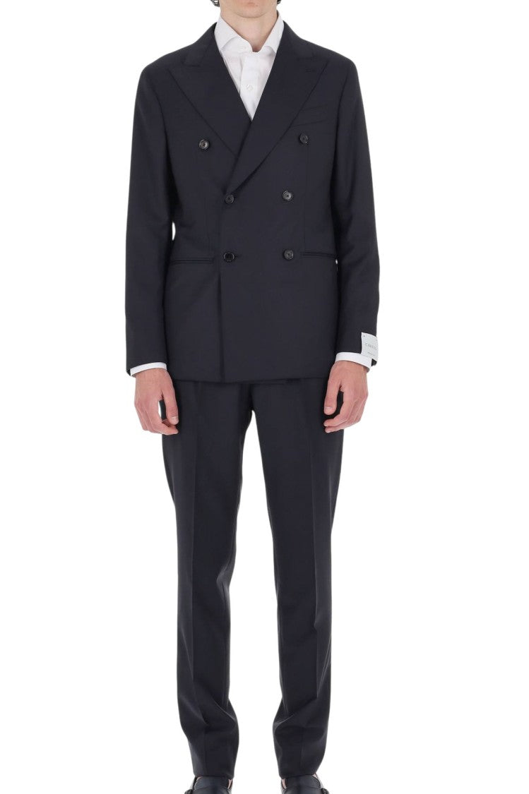 Caruso Blue Miura Double-Breasted Wool Suit