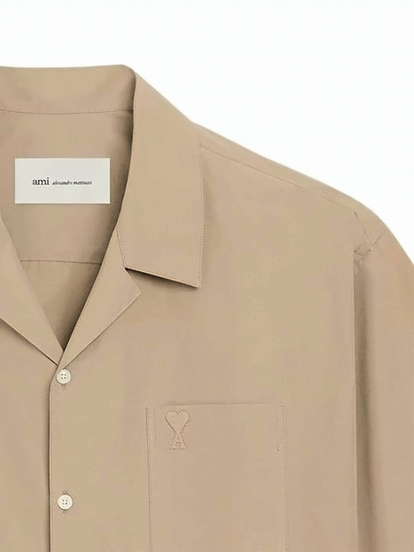 Ami Paris Boxy Short-Sleeve Shirt With Camp Collar