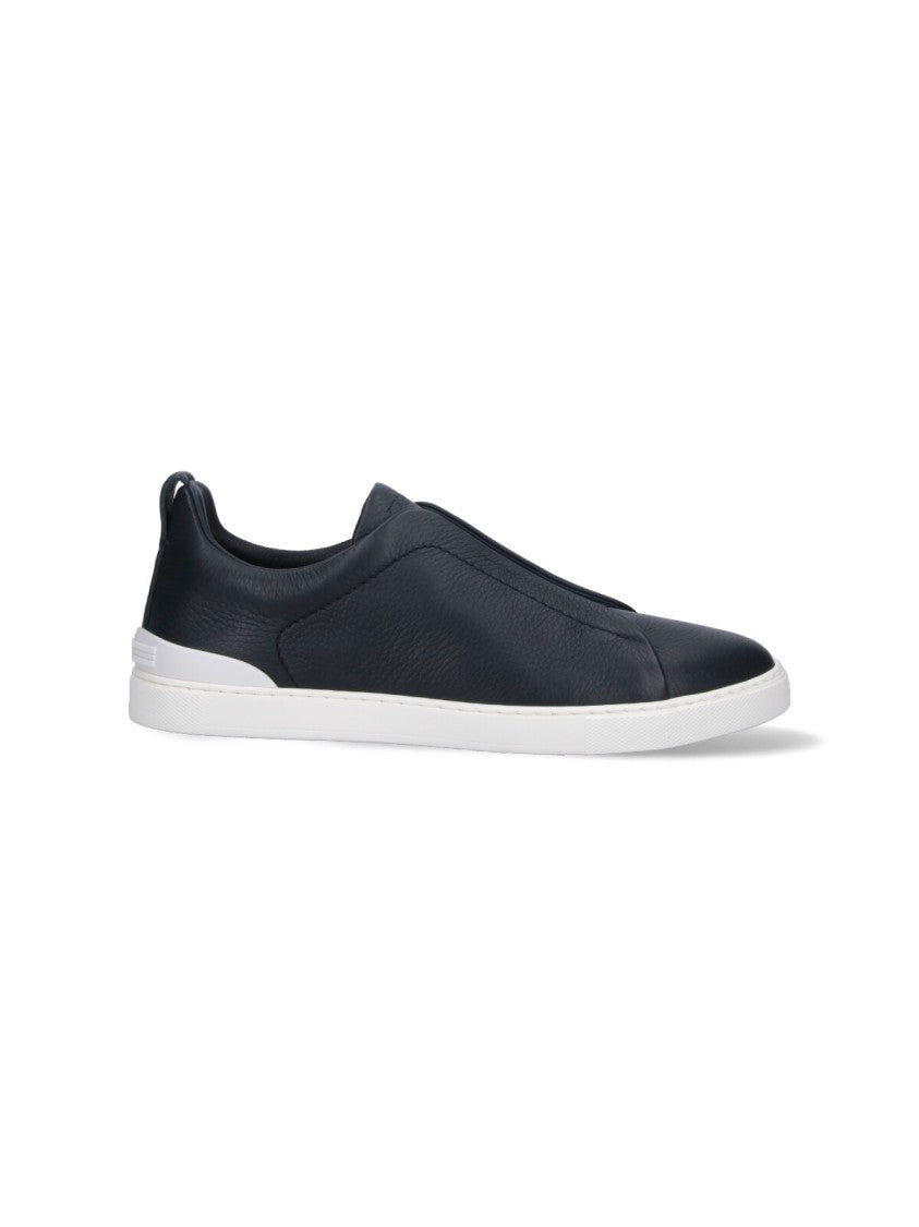 Zegna "Triple Stitch™" Low-Top Sneakers Navy Blue