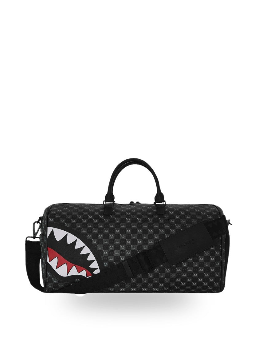 Sprayground Black Sharks In Paris Wtf Bubble Check Duffle Bag