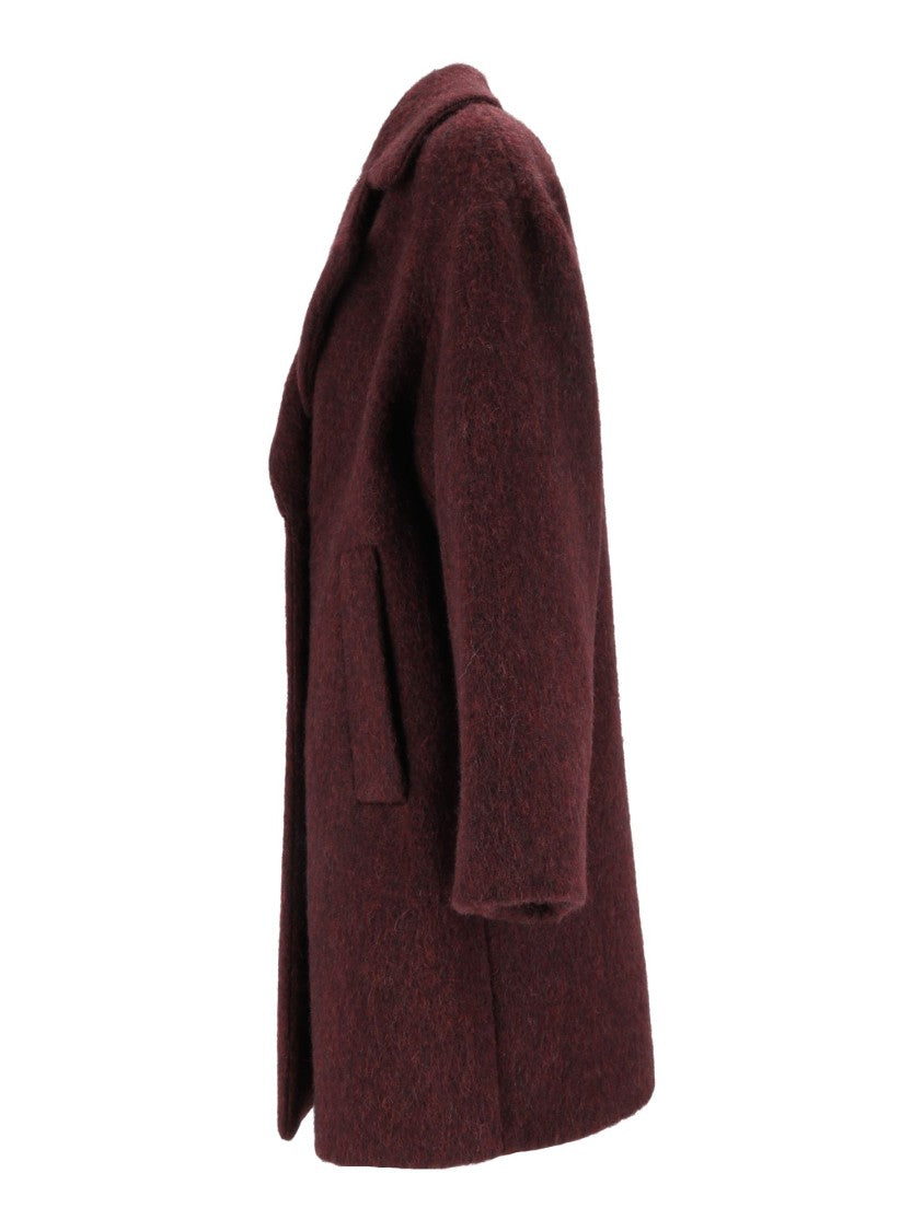 Max Mara Bordeaux Accento Double-Breasted Plush Coat