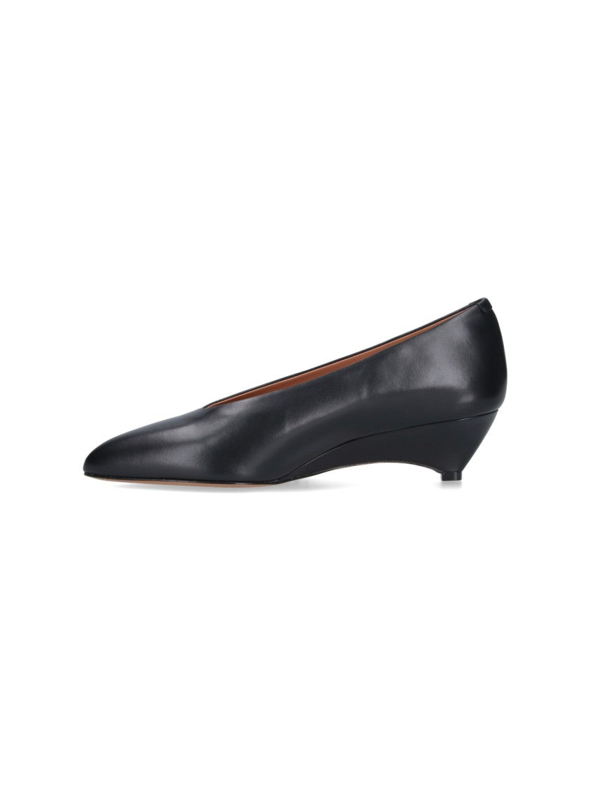 Jil Sander Black Arc Pointed Toe Leather Pumps