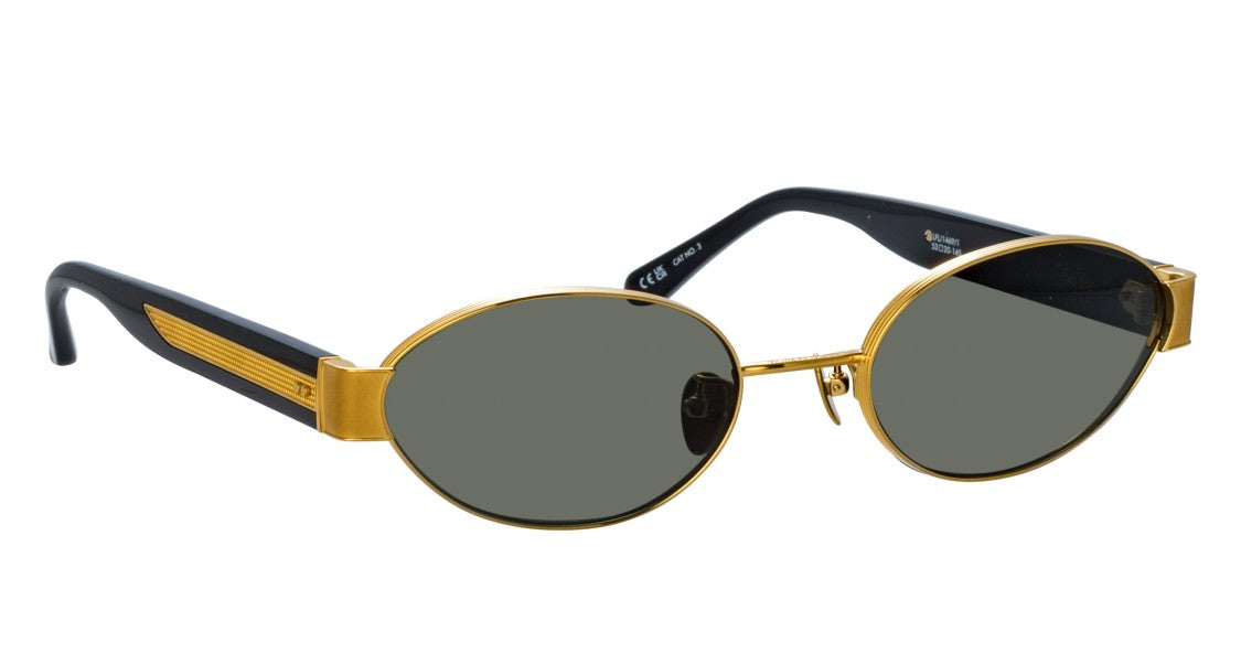 Linda Farrow Lfl Round Lens Sunglasses With Gold Frame