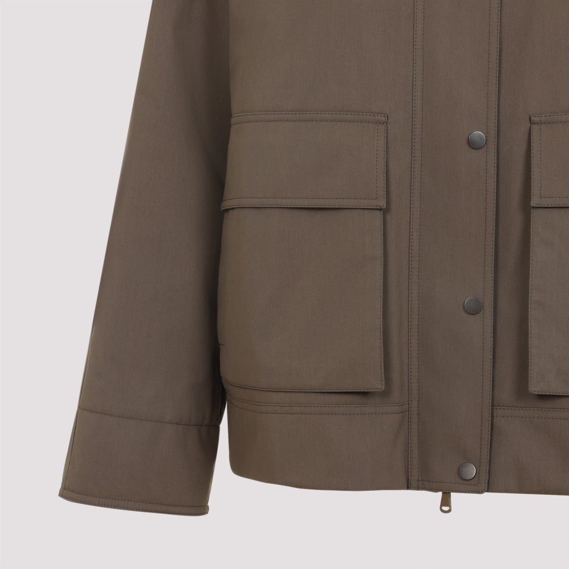 Brunello Cucinelli Structured Brown Cotton Blend Jacket