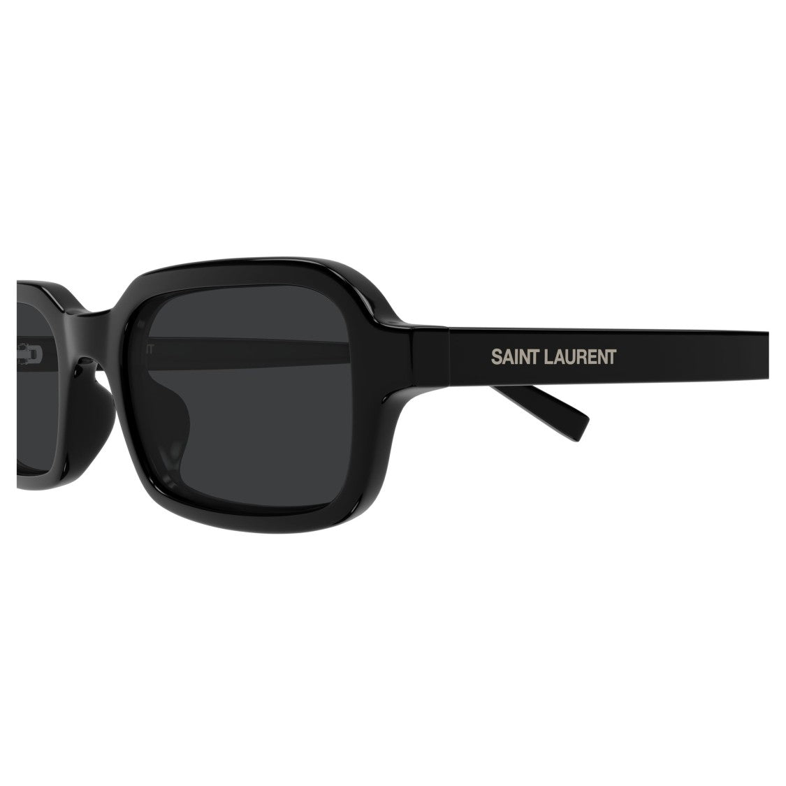 Saint Laurent Rectangular Black Sunglasses With Glossy Finish