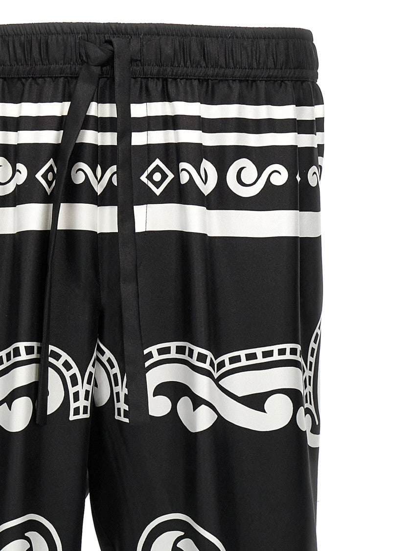 Dolce & Gabbana Bandana-Print Silk Pajama Pants With Contrast Piping