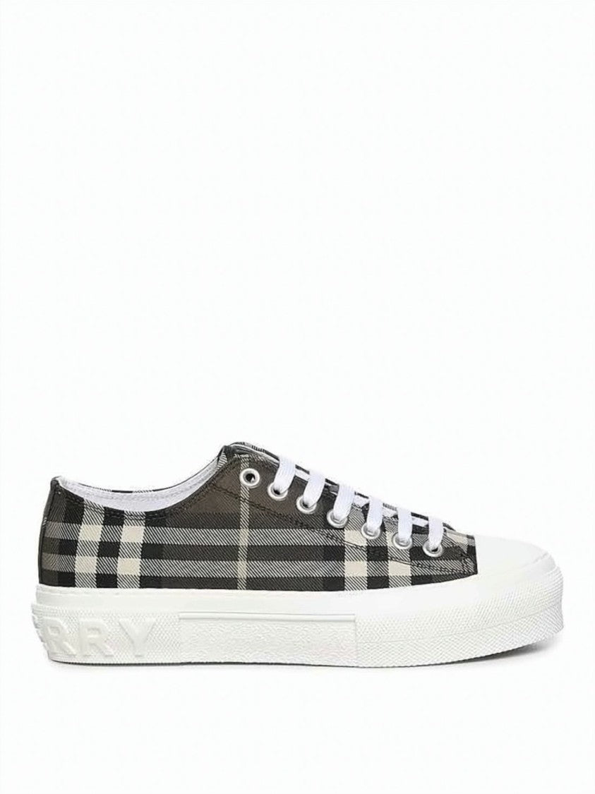 Burberry Checkered Nylon Low-Top Sneakers With Rubber Sole