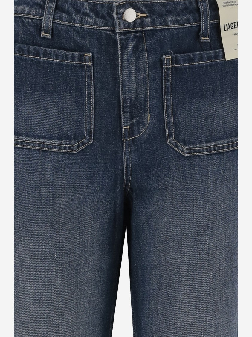 L'agence Relaxed-Fit Dark Grey Cotton Jeans With Washed Effect