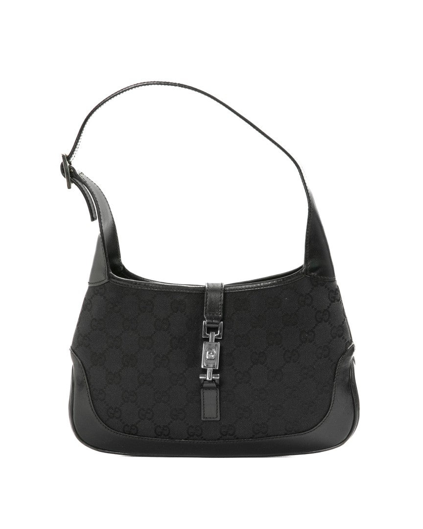 Gucci Black Small Jackie Gg Supreme Canvas Shoulder Bag