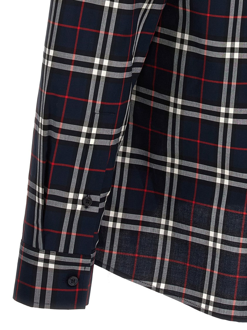 Burberry Classic Check Print Cotton Shirt With Front Pocket And Long Cuffed Sleeves