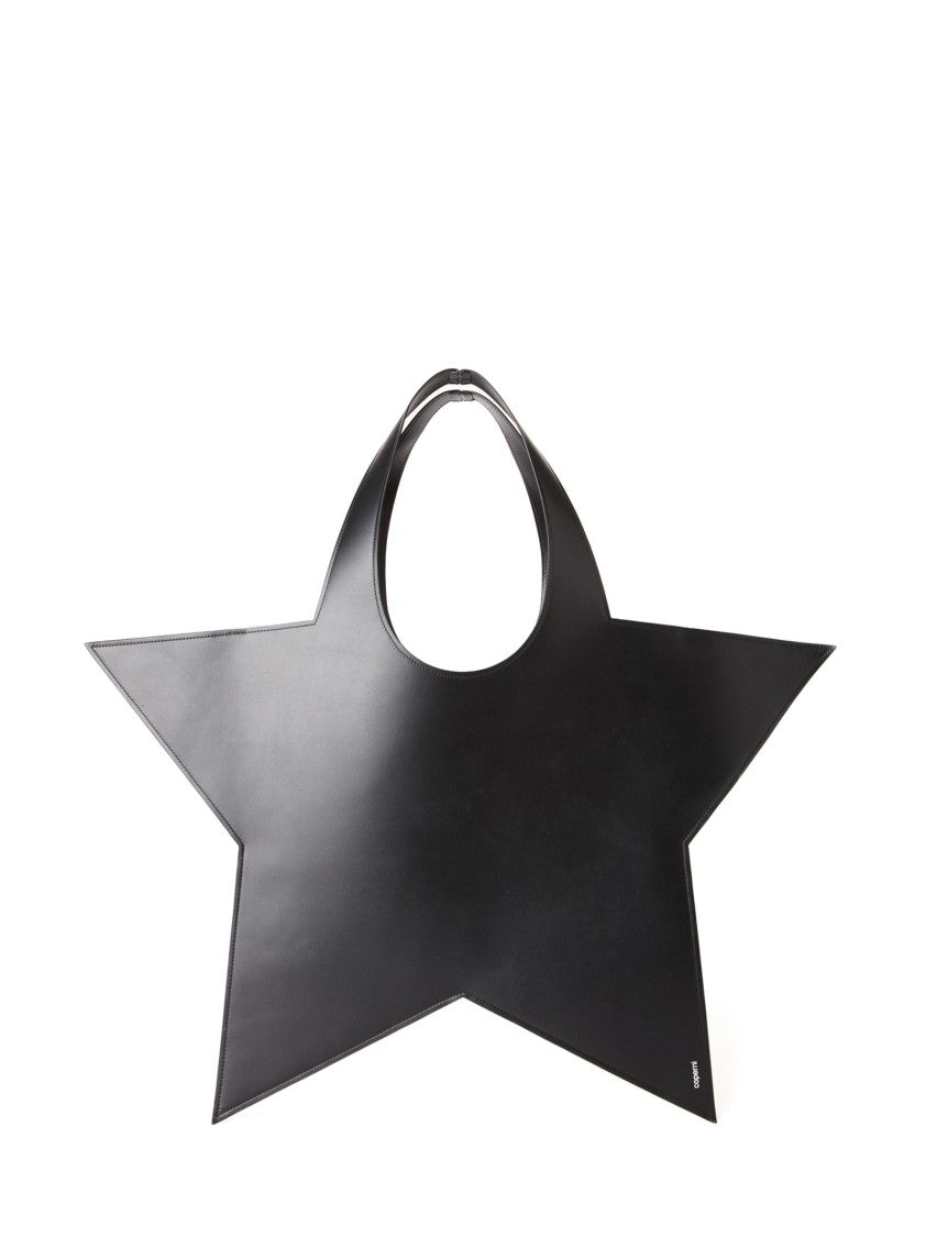 Coperni Star-Shaped Black Leather Tote Bag
