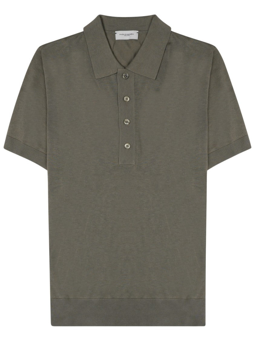 Paolo Pecora Milano Silk-Cotton Blend Polo Shirt With Classic Collar And Ribbed Cuffs