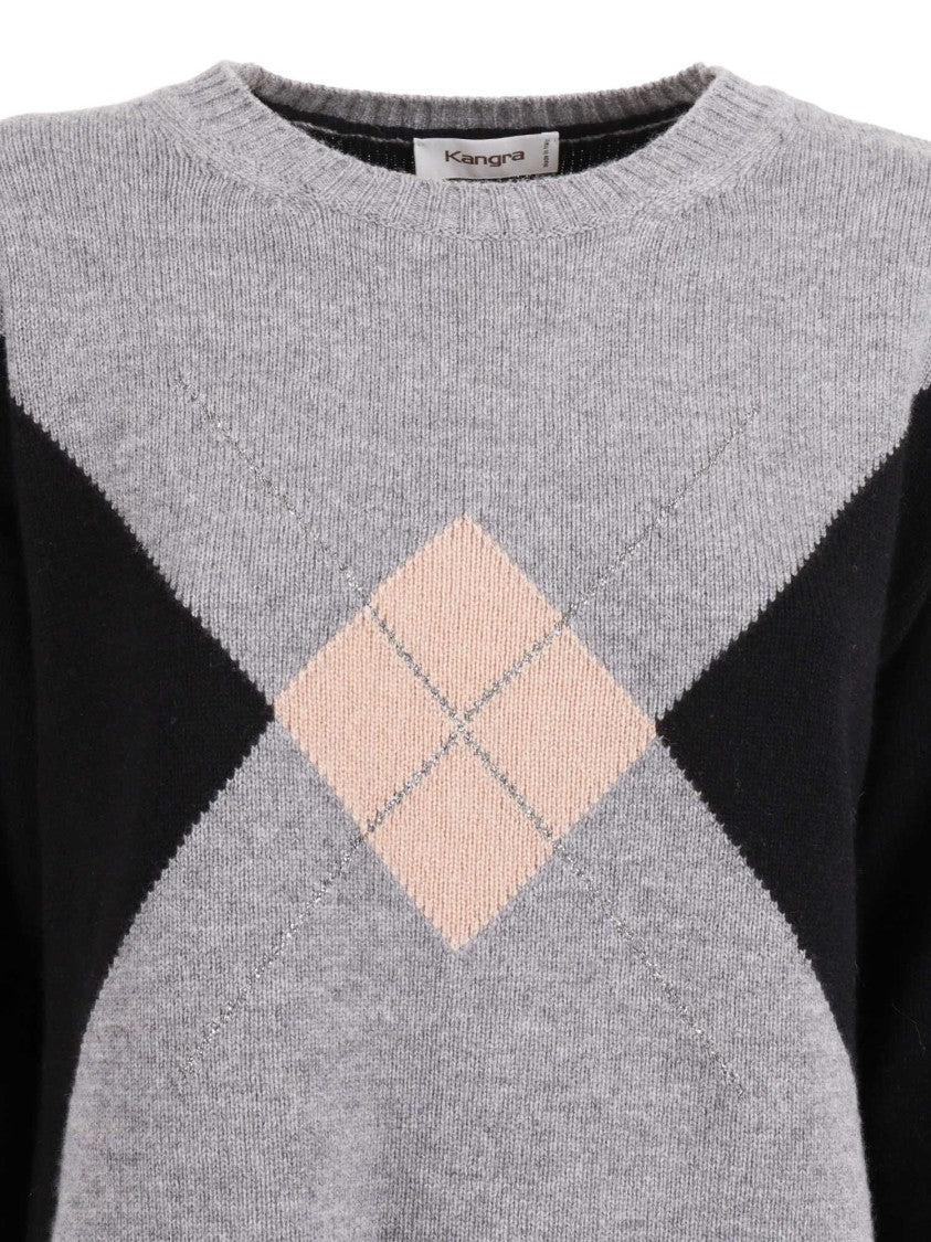 Kangra Cashmere Geometric Diamond Pattern Wool Sweater