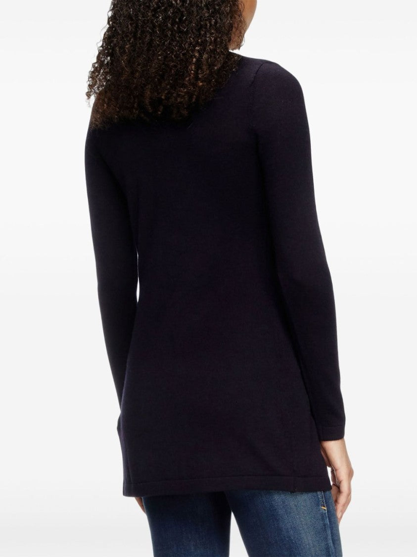 Diesel Deep V-Neck Black Sweater With Twist Detail