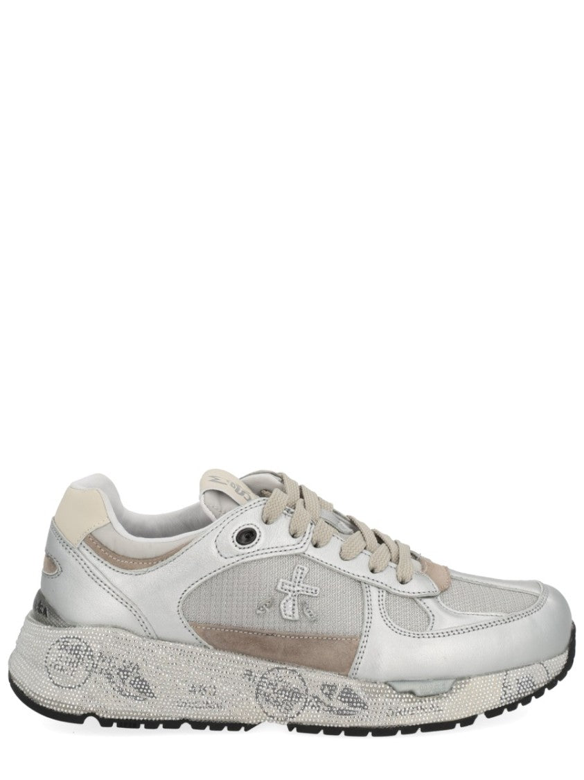 Premiata Chic Silver Sneakers With Textured Upper And Chunky Sole