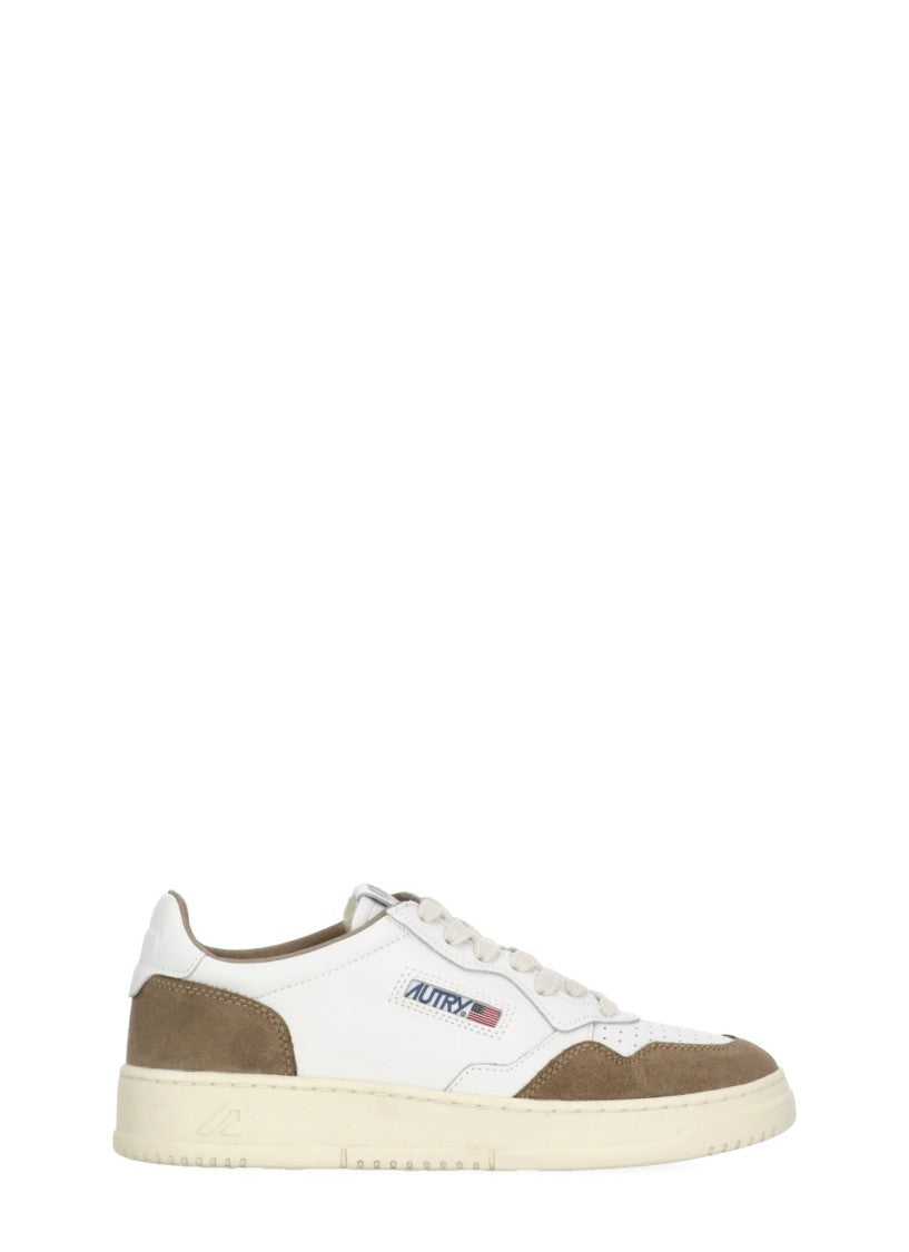 Autry White Medalist Low Leather-Blend Sneakers