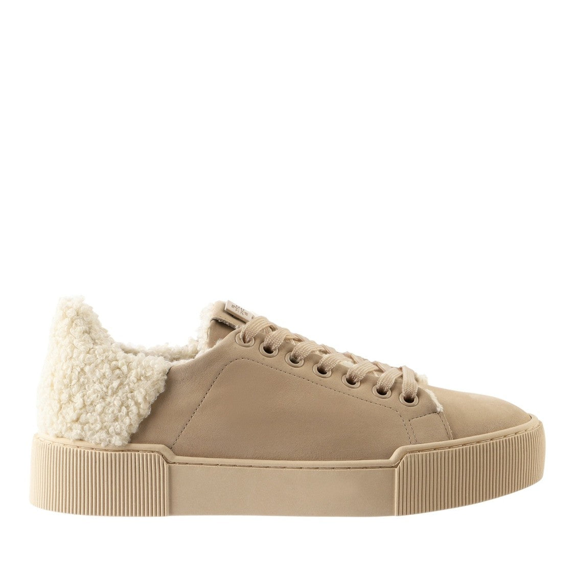 Högl Beige Fluffy Nubuck Wedge Sneakers