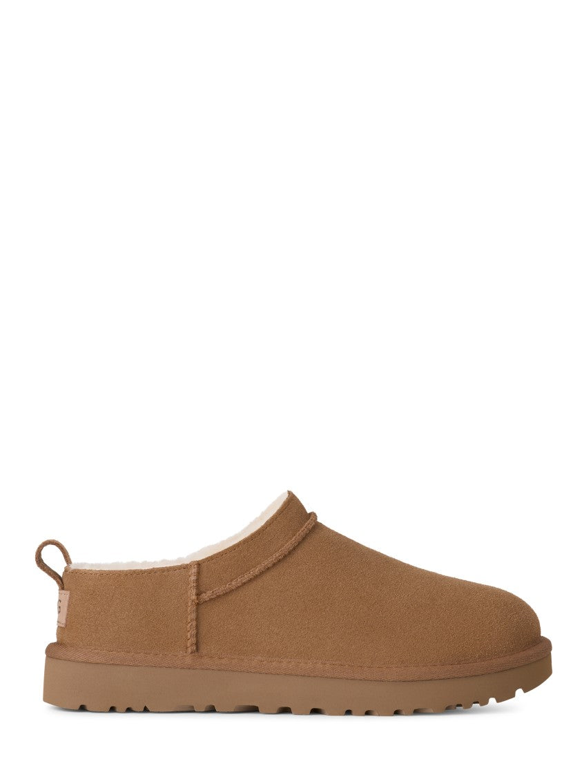 Ugg Low-Profile Brown Leather Boots With Slip-On Design