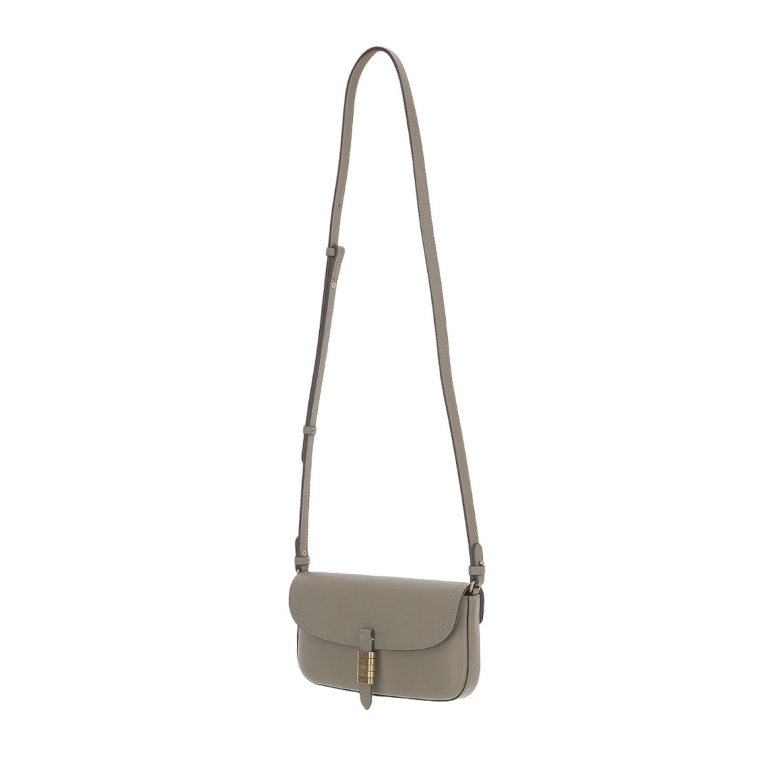 Pinko Rectangular Taupe Leather Bag With Flap Closure