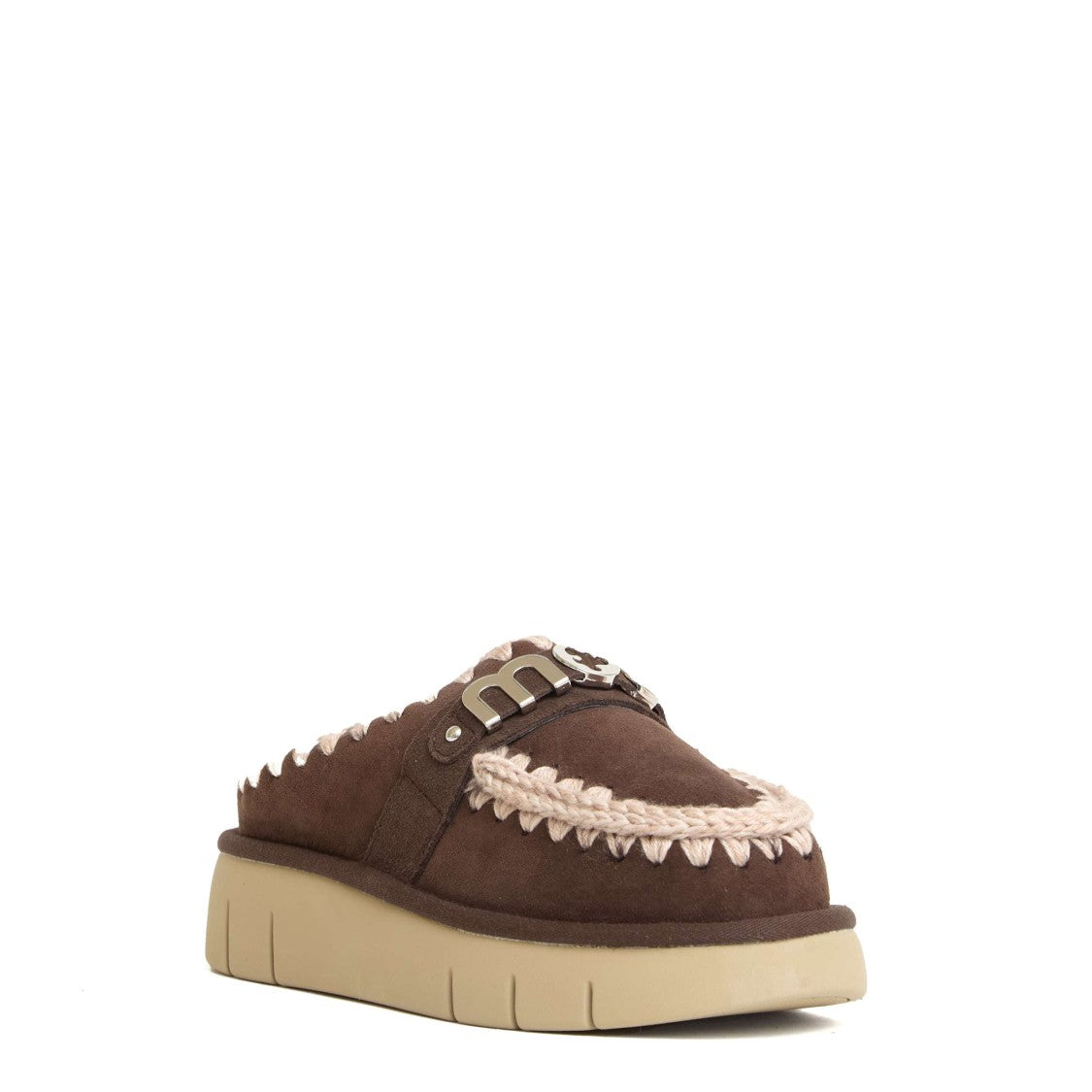 Mou Bounce Clog With Metal Logo And Shearling Insole