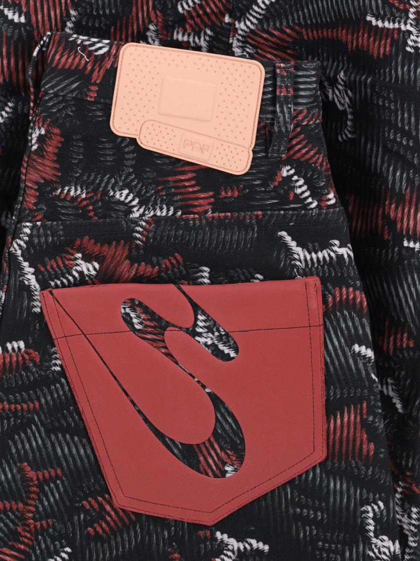 Pdf Black Abstract Pattern Wide-Leg Trousers