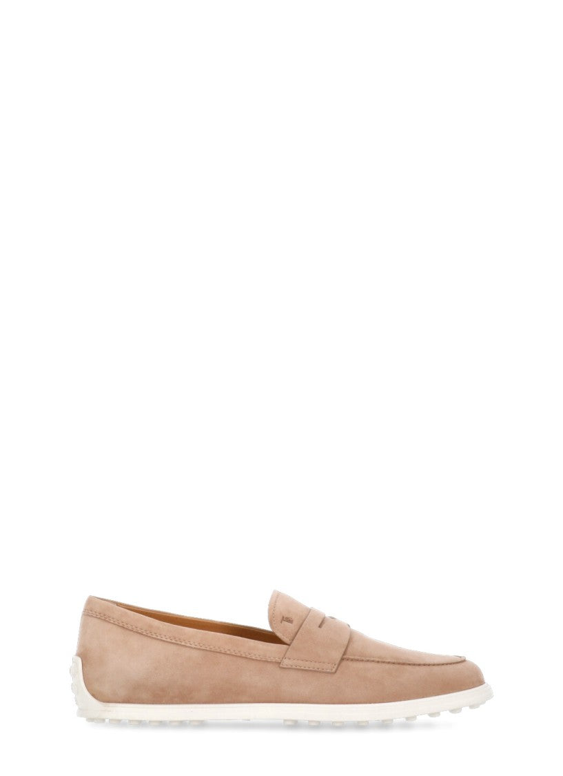 Tod's Pink Suede Leather Loafers