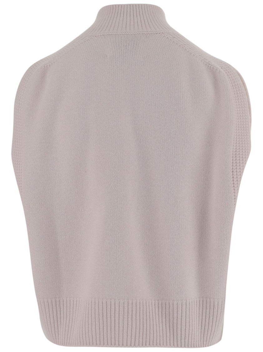Sa Su Phi Pink Cashmere High-Neck Sleeveless Sweater