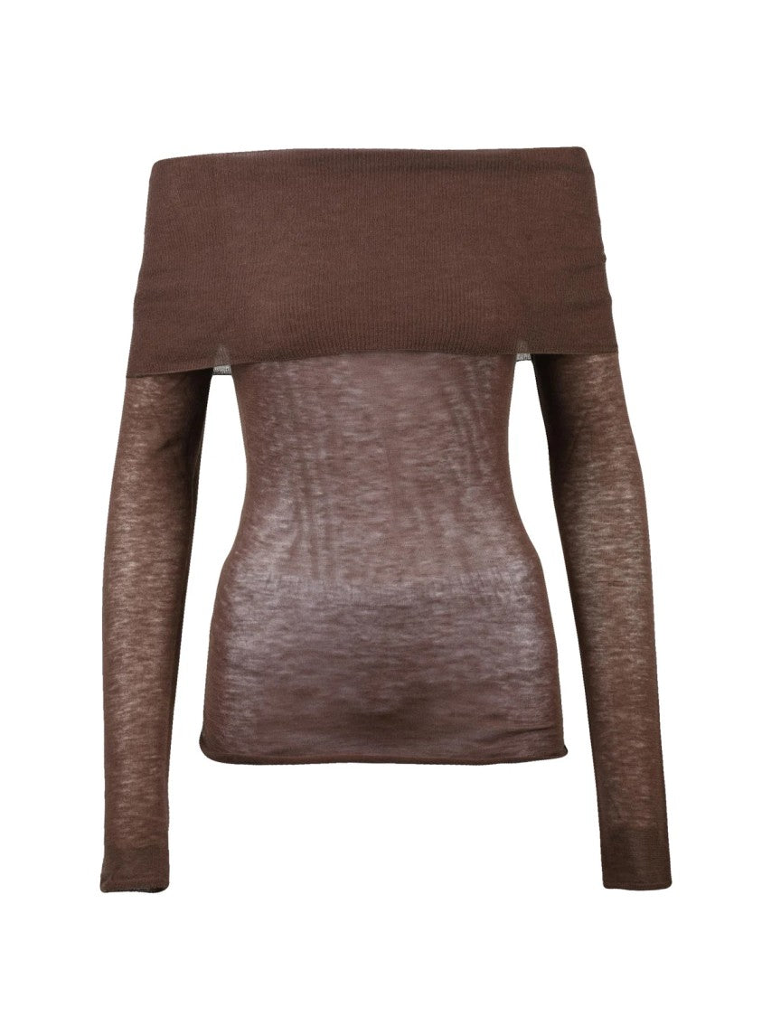 Alysi Brushed Knit Sweater With Off-The-Shoulder Neckline