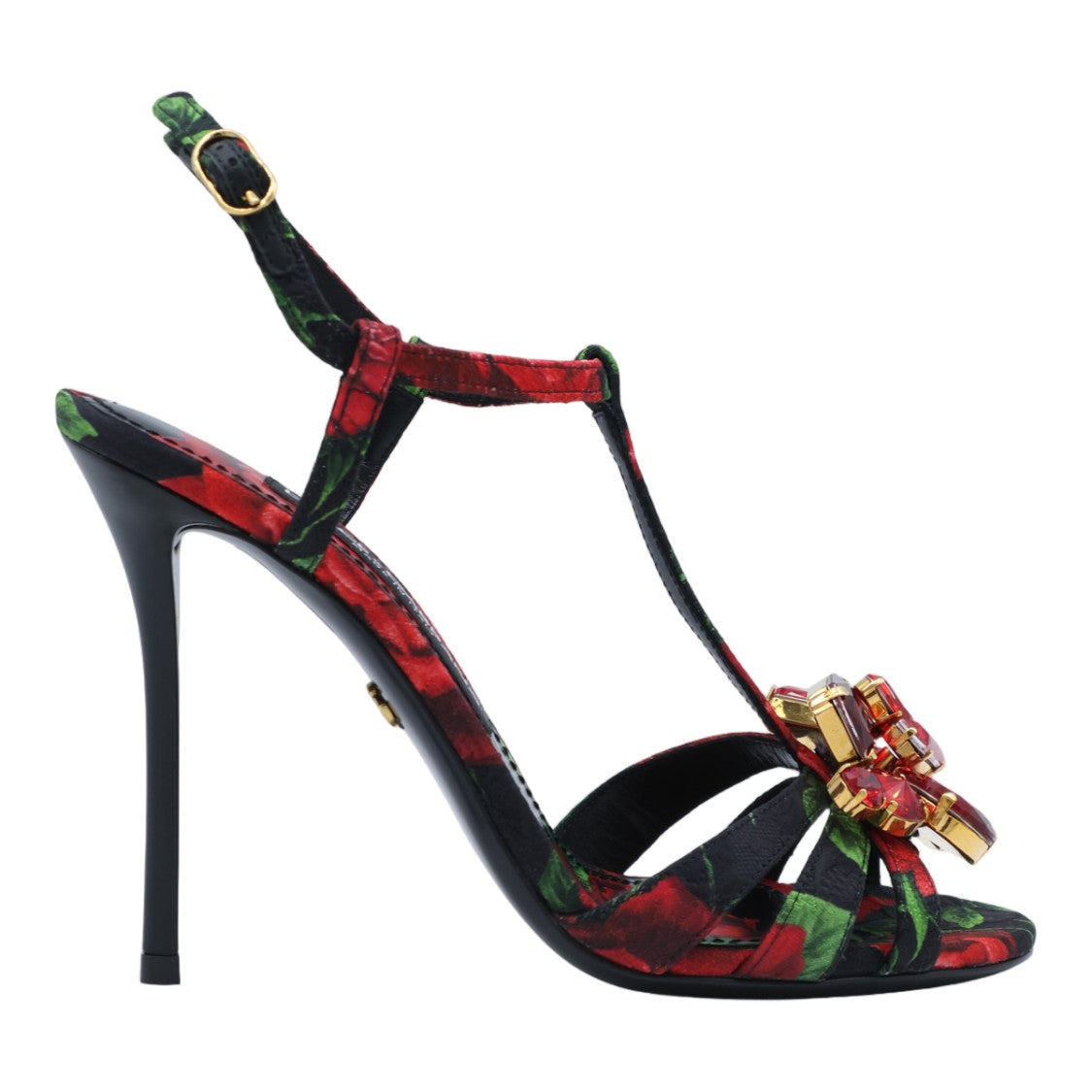 Dolce & Gabbana Gemstone Embellished T-Strap High-Heeled Sandals