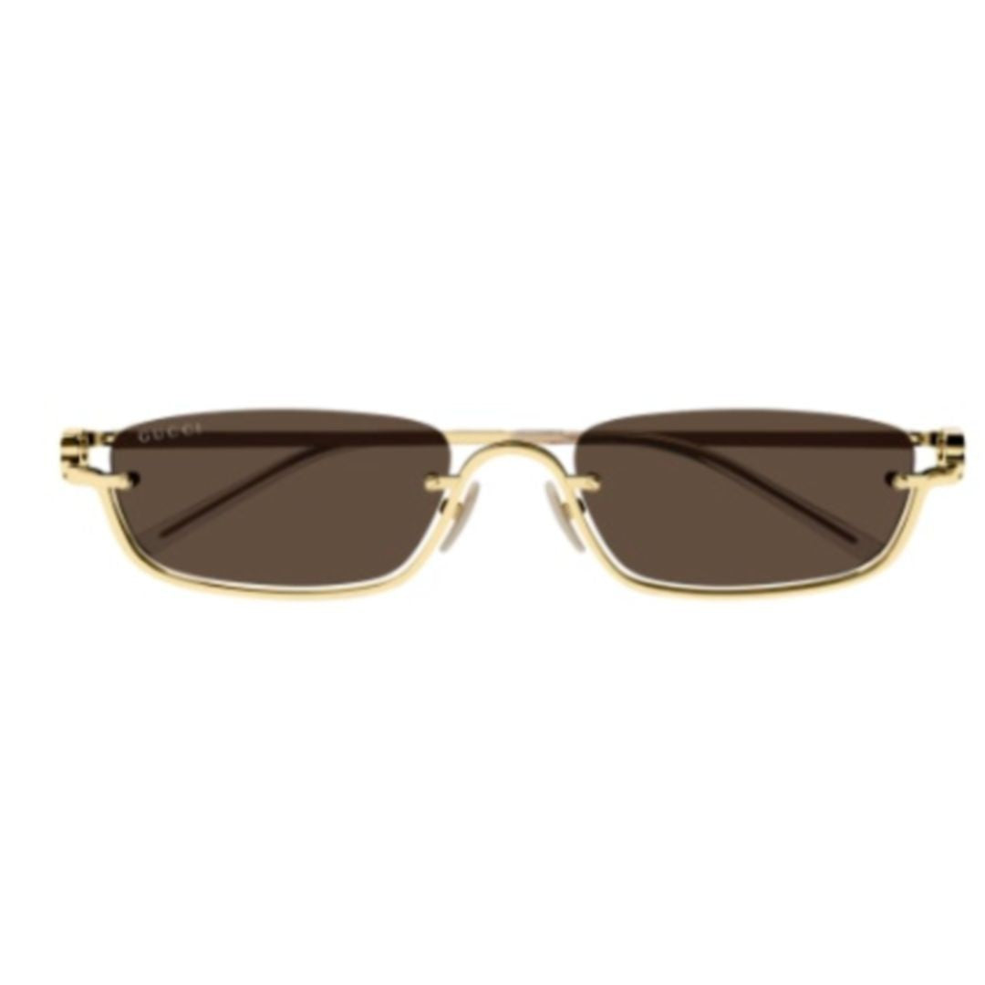 Gucci Gold Gg1278s Rectangular Metal Frame Sunglasses