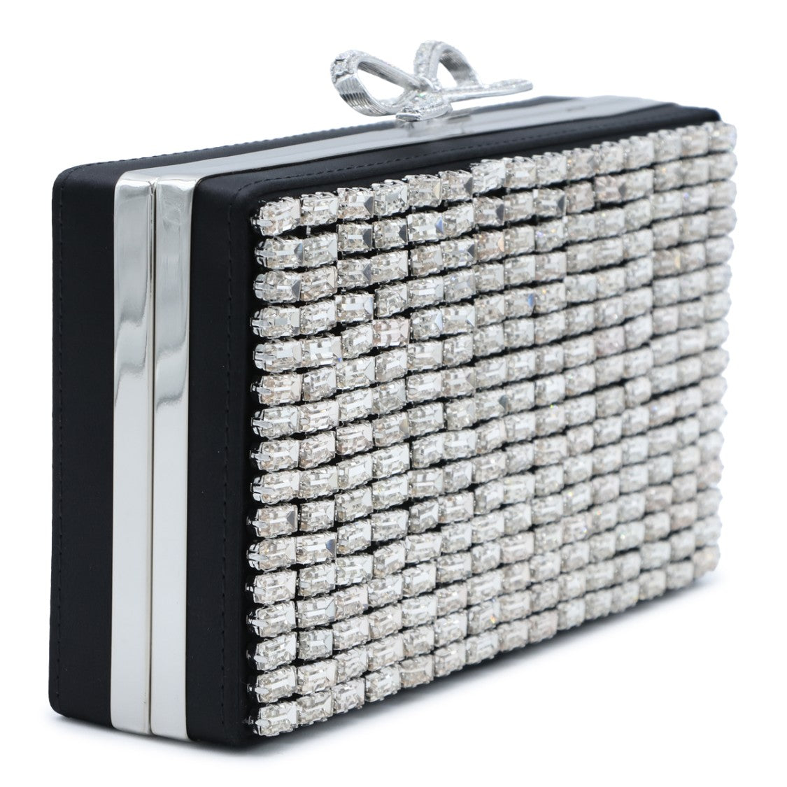 Self-Portrait Silver Chainmail Bow-Detail Clutch Bag