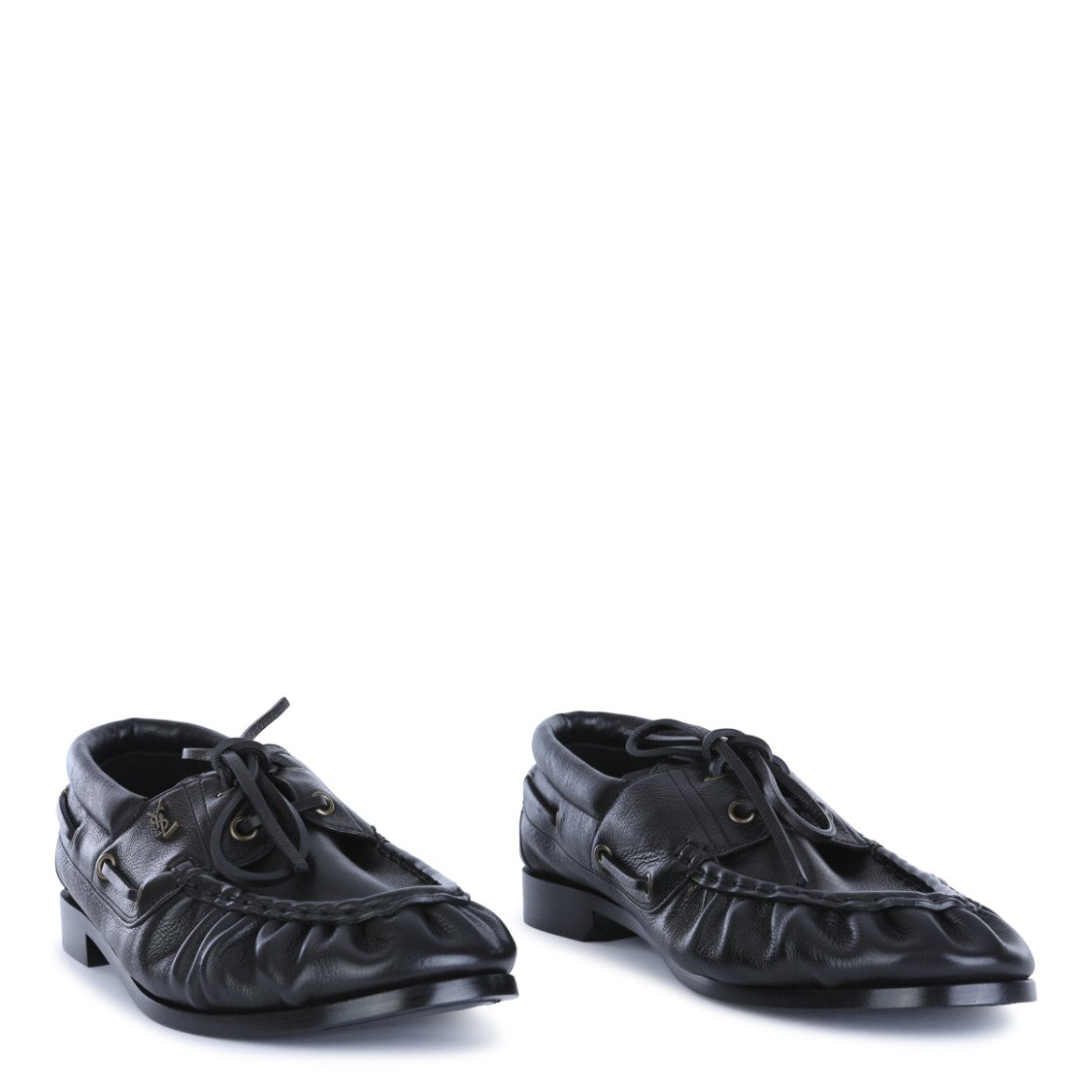Saint Laurent Black Bateu Leather Loafers