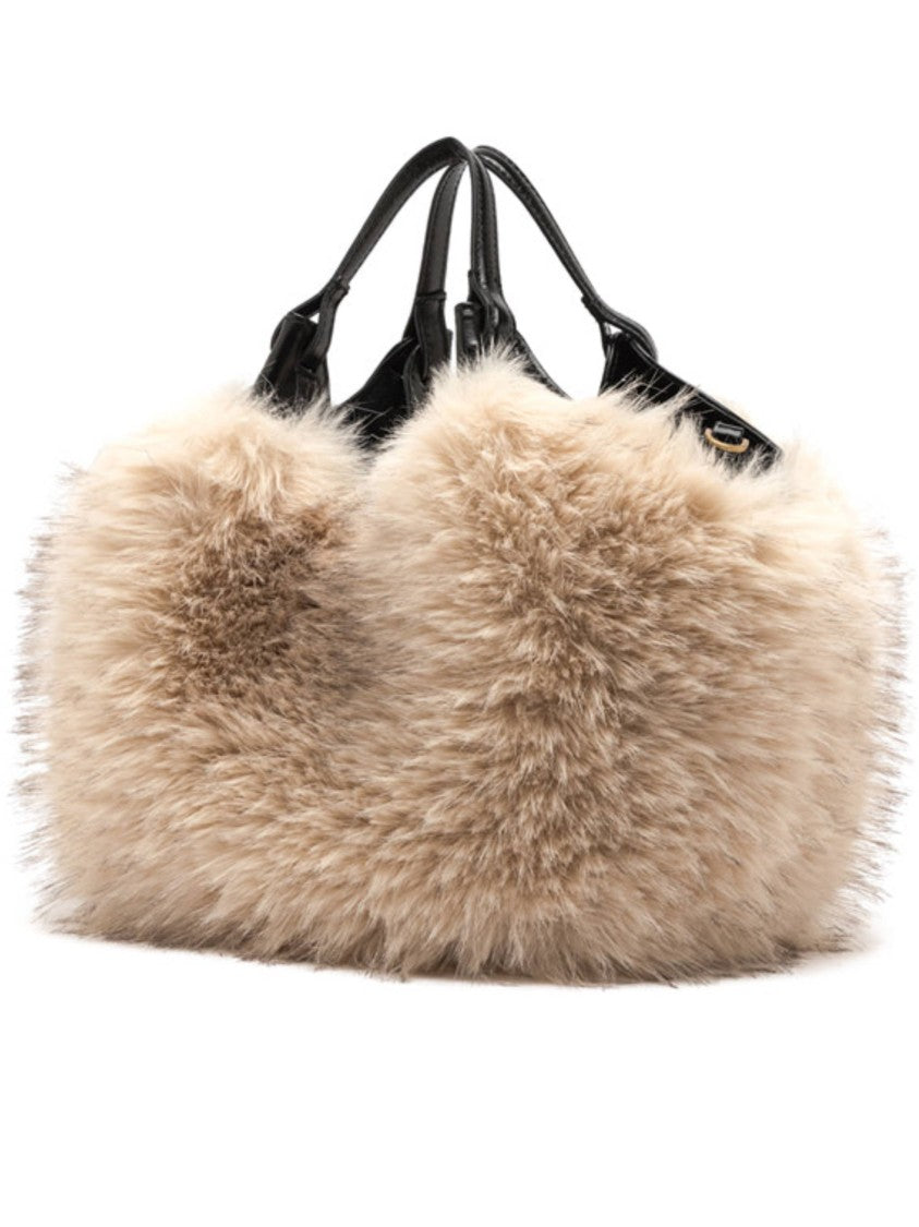 Gianni Chiarini Plush Alabaster Handbag With Detachable Leather Strap