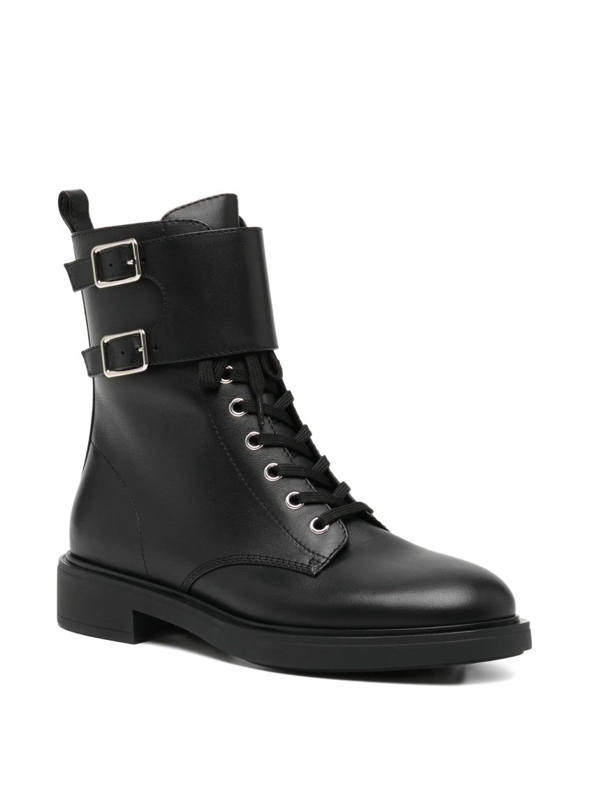 Gianvito Rossi Ripley Black Calf Leather Buckle Boots