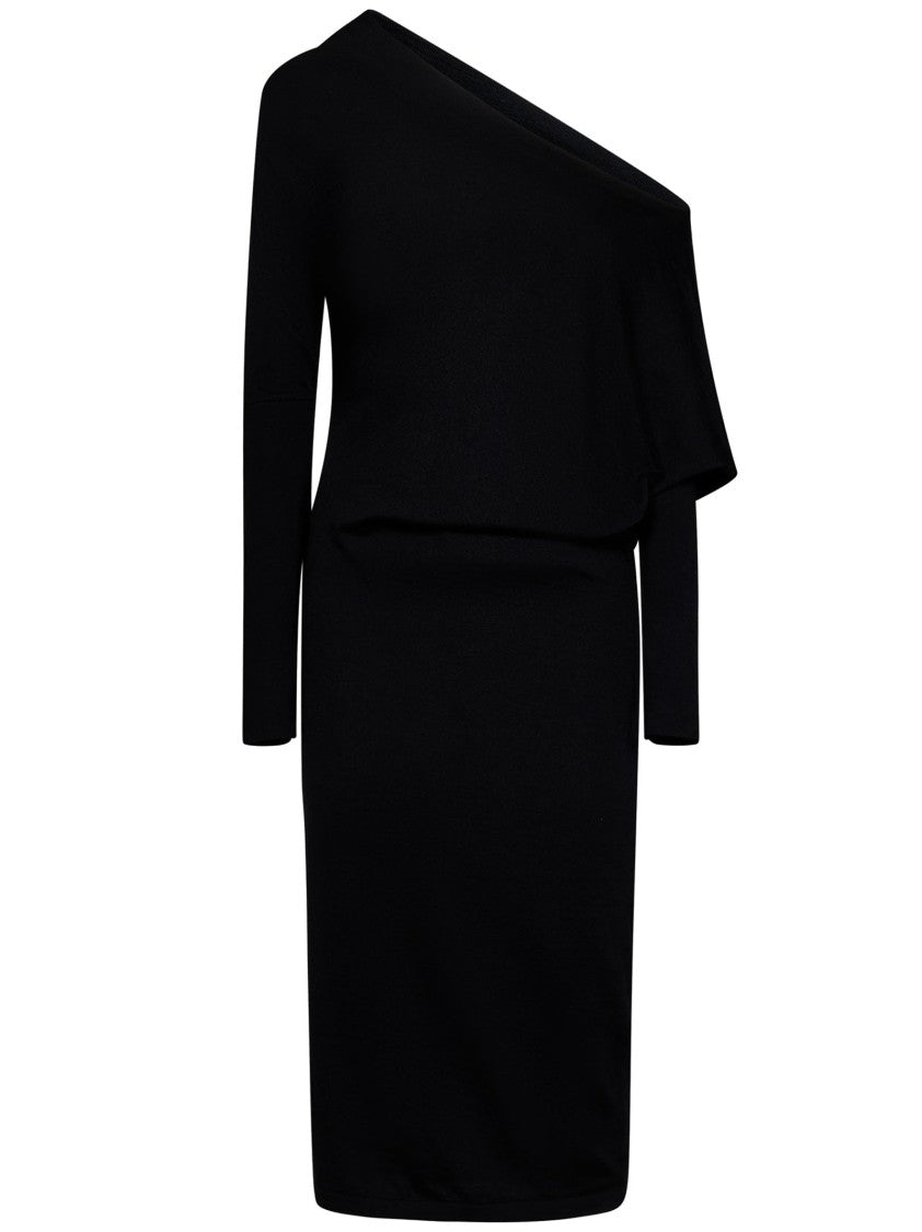 Tom Ford Black Off-The-Shoulder Midi Dress