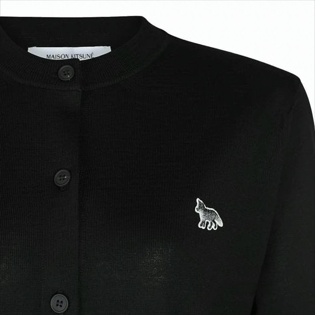 Maison Kitsuné Classic Wool Cardigan With Round Neckline And Embroidered Detail