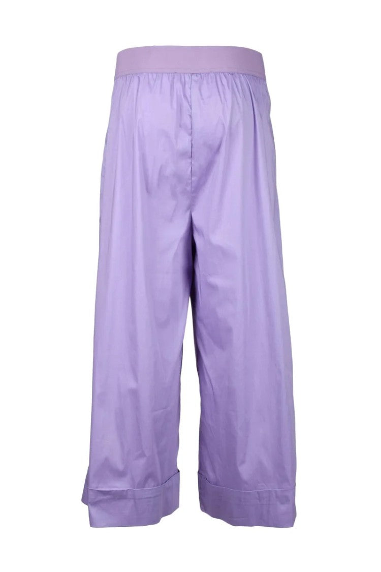 Liviana Conti Pleated Purple Trousers With Cuffed Hem And High Waist