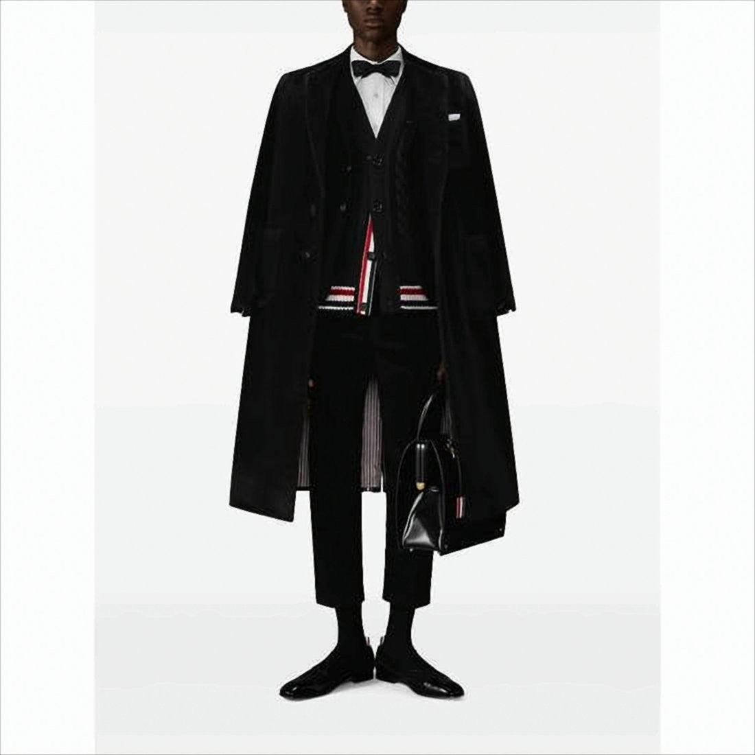 Thom Browne Classic Cable Knit Cardigan With Tricolor Accents
