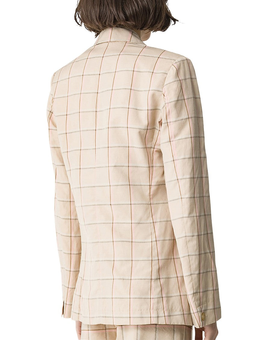 Forte Forte Organic Tartan Boxy Jacket With Notched Lapels