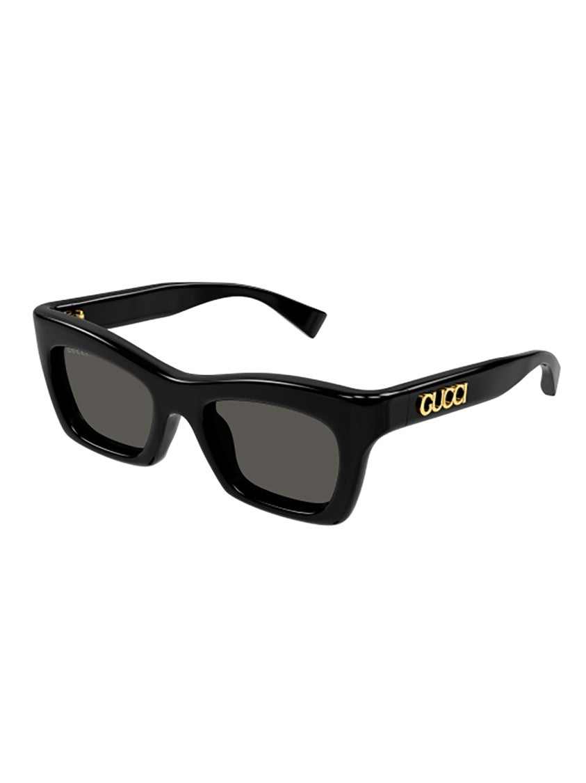 Gucci Angular Black Frame Sunglasses With Glossy Finish