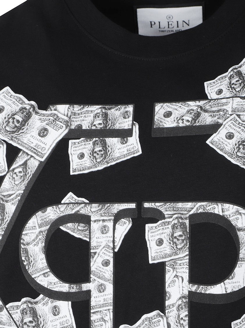 Philipp Plein Graphic Black Cotton T-Shirt With Bold Logo Design