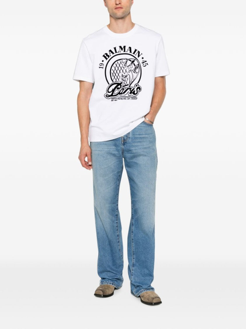 Balmain Quilted Flock Bold Graphic T-Shirt