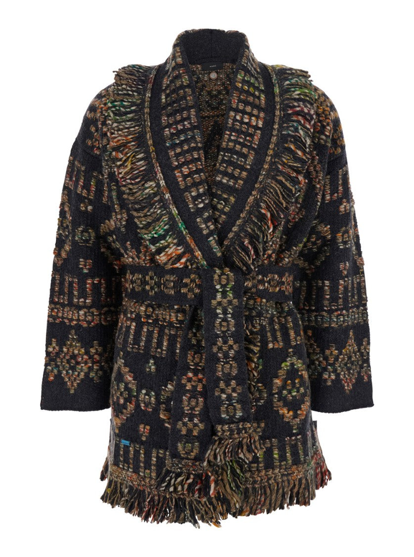 Alanui Grunge Beat Cardigan Charcoal/Multicolor