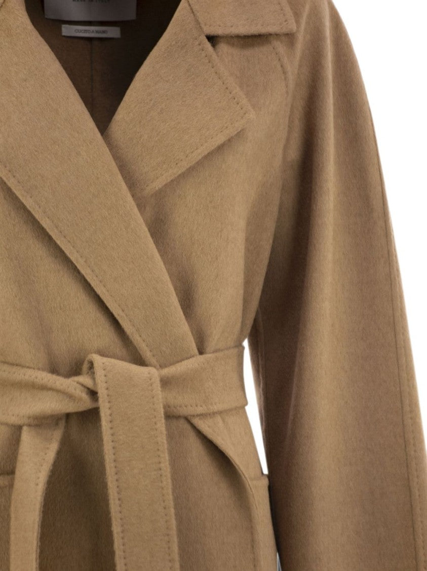 Max Mara Classic Lapel Self-Tie Belt Silk-Nylon Wrap Coat
